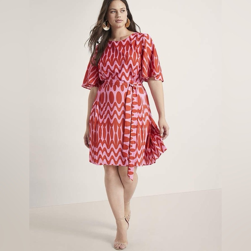 Eloquii - Red and Pink Patterned Dress
